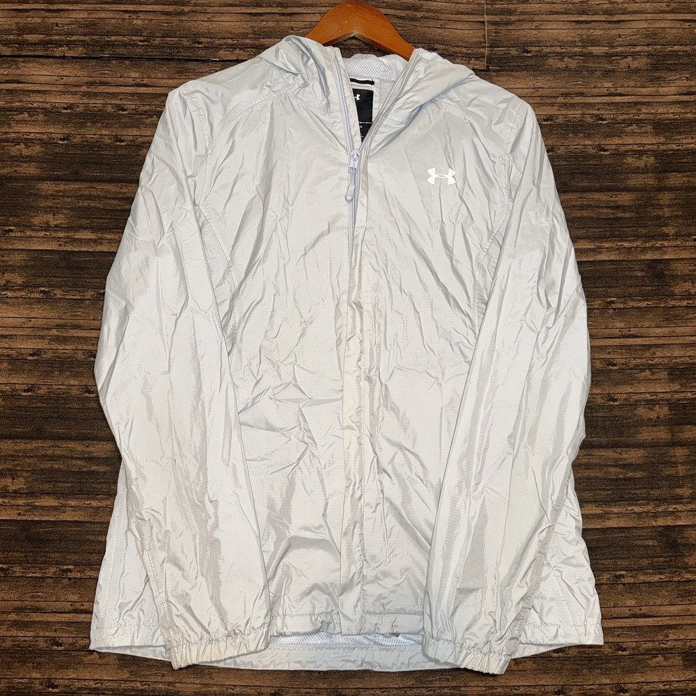 Under Armour Windbreaker Jacket Womens Size M White Fitted 1291966
